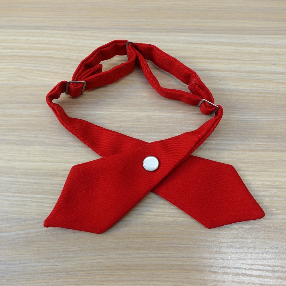 Vintage Skinny Cross Tie Girls Red Twill School Uniform Adjustable FRENCH TOAST